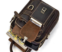 Cool Black Coffee Leather Men Vintage Mini Handbag Small Shoulder Bags Messenger Bag For Men