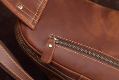 Cool Dark Brown Mens Leather One Shoulder Backpack Chest Bag Sling Bag For Mens - imessengerbags