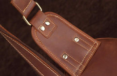 Cool Dark Brown Mens Leather One Shoulder Backpack Chest Bag Sling Bag For Mens - imessengerbags