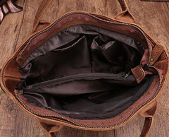 Cool Brown Leather Mens Vintage Small Briefcase Work Bag Shoulder Bag For Men