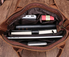 Cool Brown Leather Mens Vintage Small Briefcase Work Bag Shoulder Bag For Men