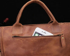 Cool Brown Leather Mens Vintage Small Briefcase Work Bag Shoulder Bag For Men