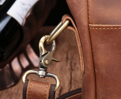 Cool Brown Leather Mens Vintage Small Briefcase Work Bag Shoulder Bag For Men