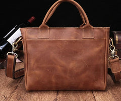 Cool Brown Leather Mens Vintage Small Briefcase Work Bag Shoulder Bag For Men