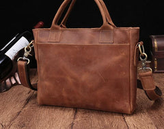 Cool Brown Leather Mens Vintage Small Briefcase Work Bag Shoulder Bag For Men