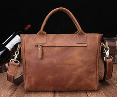 Cool Brown Leather Mens Vintage Small Briefcase Work Bag Shoulder Bag For Men