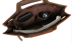 Vintage Leather Men Work 11inch Briefcase Handbag Shoulder Bags Work Bag For Men - imessengerbags