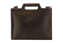 Vintage Leather Men Work 11inch Briefcase Handbag Shoulder Bags Work Bag For Men - imessengerbags