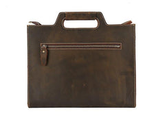 Vintage Leather Men Work 11inch Briefcase Handbag Shoulder Bags Work Bag For Men - imessengerbags