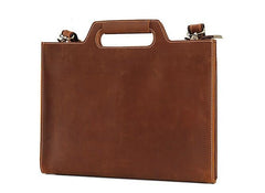 Vintage Leather Men Work 11inch Briefcase Handbag Shoulder Bags Work Bag For Men - imessengerbags