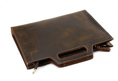 Vintage Leather Men Work 11inch Briefcase Handbag Shoulder Bags Work Bag For Men - imessengerbags