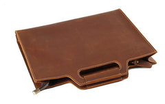 Vintage Leather Men Work 11inch Briefcase Handbag Shoulder Bags Work Bag For Men - imessengerbags
