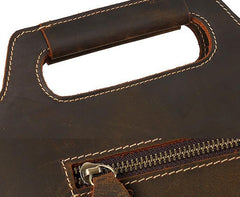 Vintage Leather Men Work 11inch Briefcase Handbag Shoulder Bags Work Bag For Men - imessengerbags