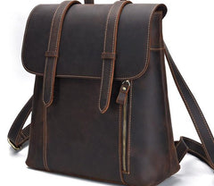 Cool Brown Leather Mens Backpack School Backpack Satchel Backpack for Men
