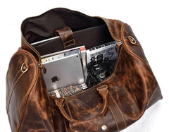 Cool Vintage Brown Leather Mens Overnight Bags Travel Bags Weekender Bags For Men - imessengerbags