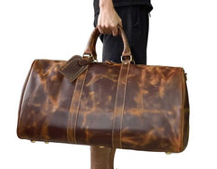 Cool Vintage Brown Leather Mens Overnight Bags Travel Bags Weekender Bags For Men - imessengerbags