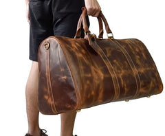 Cool Vintage Brown Leather Mens Overnight Bags Travel Bags Weekender Bags For Men - imessengerbags