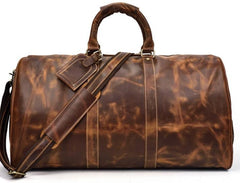 Cool Vintage Brown Leather Mens Overnight Bags Travel Bags Weekender Bags For Men - imessengerbags