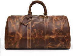 Cool Vintage Brown Leather Mens Overnight Bags Travel Bags Weekender Bags For Men - imessengerbags