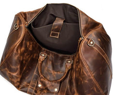 Cool Vintage Brown Leather Mens Overnight Bags Travel Bags Weekender Bags For Men - imessengerbags