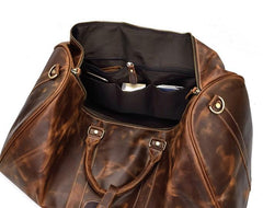 Cool Vintage Brown Leather Mens Overnight Bags Travel Bags Weekender Bags For Men - imessengerbags