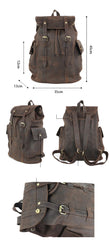 Cool Black Leather Mens Travel Large Backpack Work Handbag 16 inches Work Backpack For Men - imessengerbags