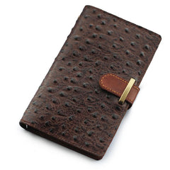 Creative Handmade Ostrich Pattern Leather A6 Travel Notepad Brown Notebook For Men