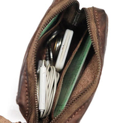 Vintage Leather Brown Men's Coin Wallet Black Wristlet Change Wallet Card Holder For Men - imessengerbags