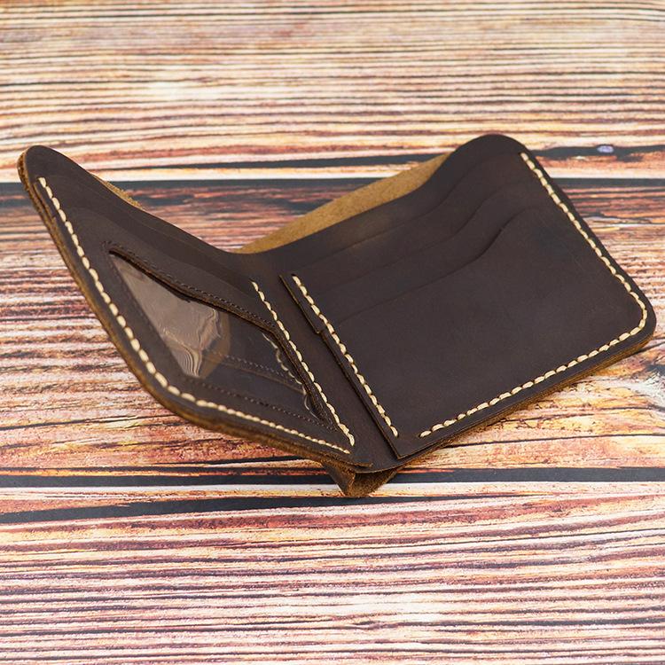Vintage Dark Brown Leather Men's Small Wallet Bifold billfold Wallet For Men - imessengerbags