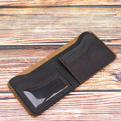 Vintage Dark Brown Leather Men's Small Wallet Bifold billfold Wallet For Men - imessengerbags