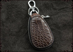 Crocodile Leather Mens Audi Volkswagen Toyota Car Key Case Car Key Holder with Belt Loop For Men - imessengerbags
