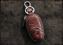 Crocodile Leather Mens Audi Volkswagen Toyota Car Key Case Car Key Holder with Belt Loop For Men - imessengerbags