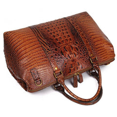 Cool Crocodile Pattern Leather Men's Travel Bag Overnight Bag Weekender Bag For Men