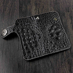 Badass Black Leather Men's Long Biker Chain Wallet Long Wallet Chain For Men - imessengerbags