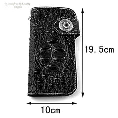 Badass Black Leather Men's Long Biker Chain Wallet Long Wallet Chain For Men - imessengerbags