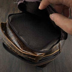 BADASS BROWN LEATHER MEN'S SLING BAG ONE SHOULDER BACKPACK CHEST BAG SLING BAG FOR MEN - imessengerbags
