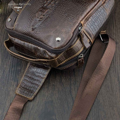 BADASS BROWN LEATHER MEN'S SLING BAG ONE SHOULDER BACKPACK CHEST BAG SLING BAG FOR MEN - imessengerbags