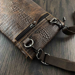 BADASS BROWN LEATHER MENS SMALL VERTICAL SHOULDER BAG SIDE BAG COURIER BAG MESSENGER BAG FOR MEN - imessengerbags