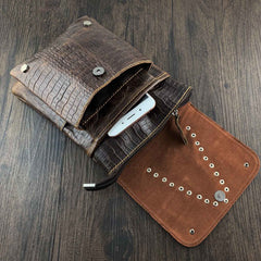BADASS BROWN LEATHER MENS SMALL VERTICAL SHOULDER BAG SIDE BAG COURIER BAG MESSENGER BAG FOR MEN - imessengerbags