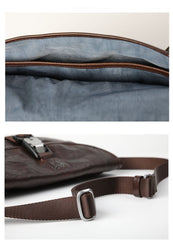 DISTRESSED BROWN LEATHER MEN'S Side BAG 10 inches MESSENGER BAG Leather Coffee Courier BAGs FOR MEN - imessengerbags