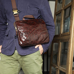 DISTRESSED BROWN LEATHER MEN'S Side Bag Black MESSENGER BAG Small Postman bag FOR MEN