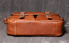 Dark Coffee Cool Leather 12 inches Small Satchel Messenger Bag Side Bag Brown Courier Bag For Men