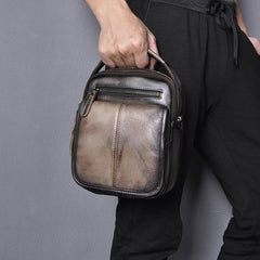 Tan Cool Leather Men Small Side Bag Messenger Bag Belt Pouch Waist Bag for Men