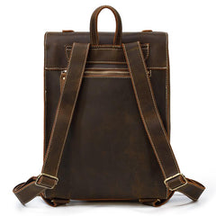 Dark Brown Mens Leather Satchel College Backpack Laptop Backpack Satchel Backpack for Men - imessengerbags