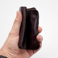 Dark Brown Handmade Leather Mens Bifold Small Wallet Brown billfold Wallet Card Wallet For Men - imessengerbags