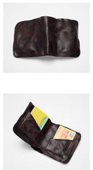 Dark Brown Handmade Leather Mens Bifold Small Wallet Brown billfold Wallet Card Wallet For Men