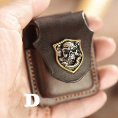 Dark Brown Handmade Leather Mens Armor Zippo Lighter Cases With Belt Loop Zippo Armor Lighter Holders For Men