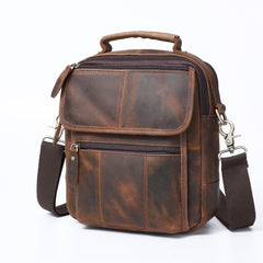 Dark Brown LEATHER MENS Vertical SHOULDER BAG SIDE BAG COURIER BAG MESSENGER BAG FOR MEN