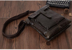 Dark Coffee LEATHER MENS Ipad Vertical SIDE BAG COURIER BAG Small Vertical MESSENGER BAG FOR MEN