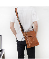 Dark Coffee LEATHER MENS Ipad Vertical SIDE BAG COURIER BAG Small Vertical MESSENGER BAG FOR MEN